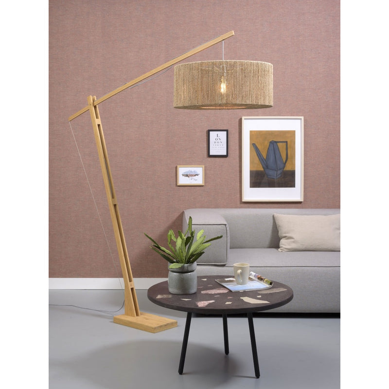 Dimensions Large Iguazu arched floor lamp natural jute 60 cm E27
