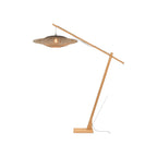 Grand lampadaire arqué Kalimantan bambou bicolore disque 87 cm E27