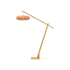 Grand lampadaire arqué Palawan bambou naturel galette 60 cm E27