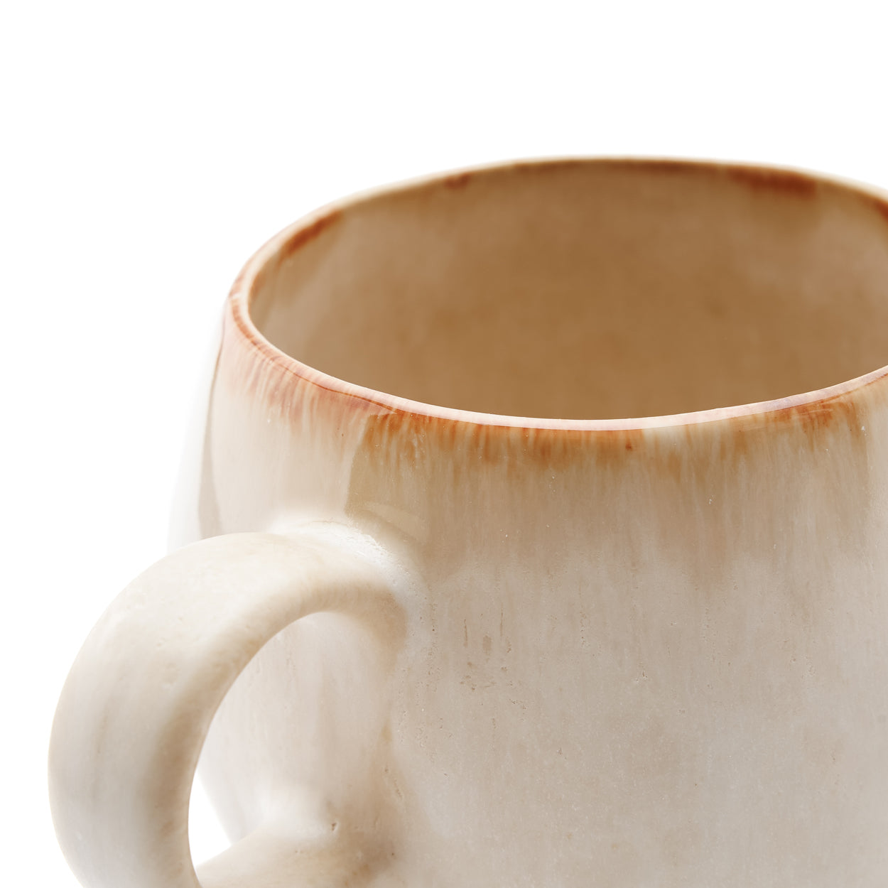 Grand mug boule en grès émaillé crème 11 cm, vue 6