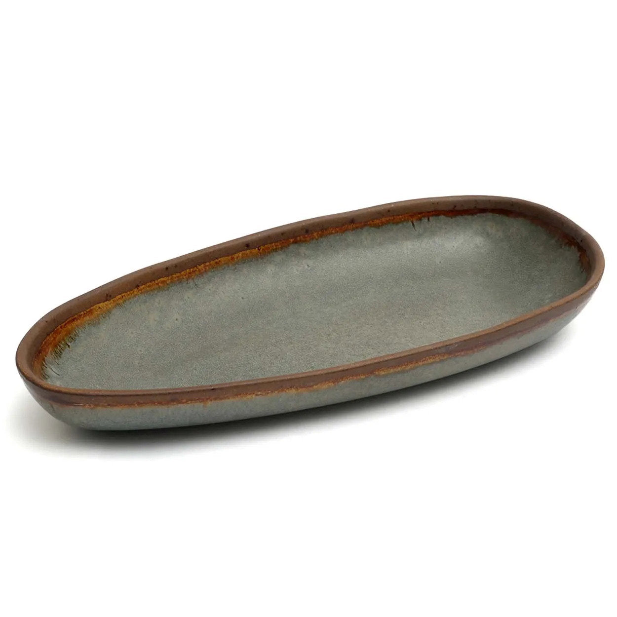 Grand plat ovale Côa en grès émaillé 34 cm, vue 4