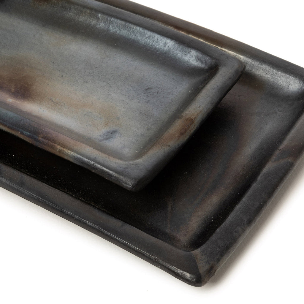 Grand plat à sushis en terre cuite noircie 36 cm, vue 4
