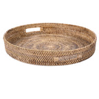 Grand plateau rond en rotin tressé 51 cm, vue 4