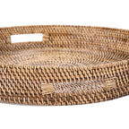 Grand plateau rond en rotin tressé 51 cm, vue 5