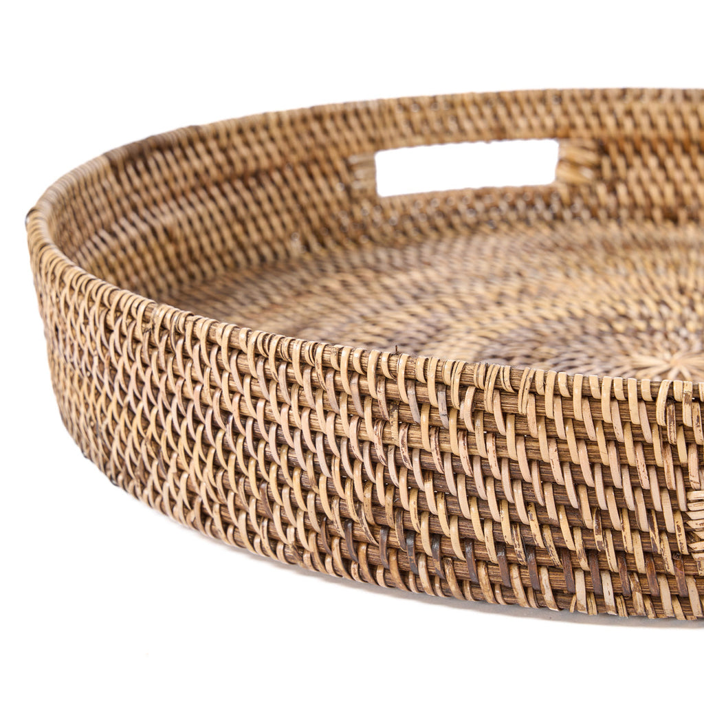 Grand plateau rond en rotin tressé 51 cm, vue 6