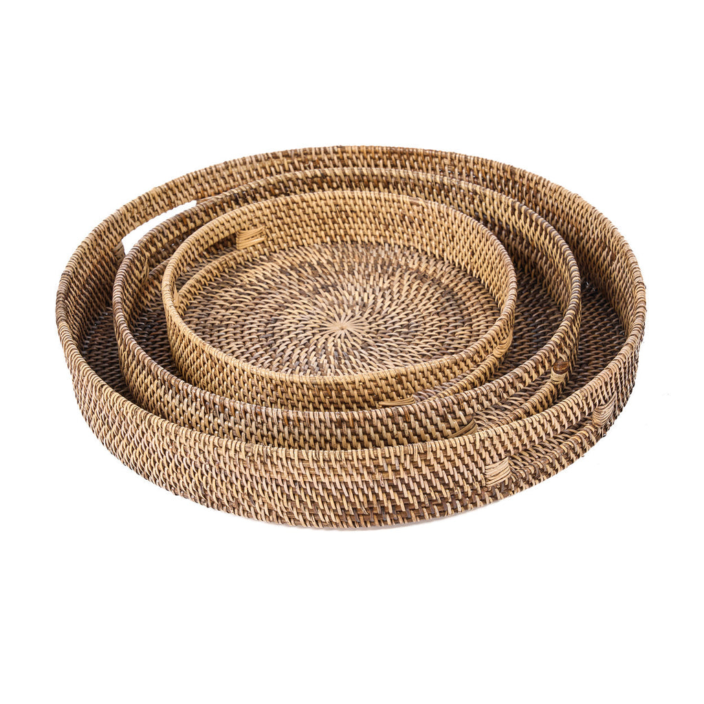 Grand plateau rond en rotin tressé 51 cm, vue 7