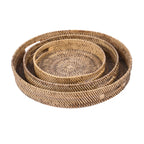 Grand plateau rond en rotin tressé 51 cm, vue 7