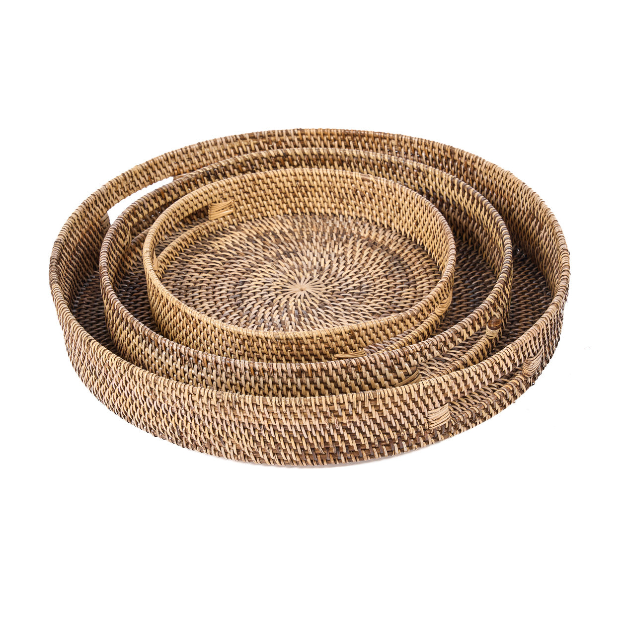 Grand plateau rond en rotin tressé 51 cm, vue 7
