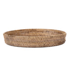 Grand plateau rond en rotin tressé 51 cm