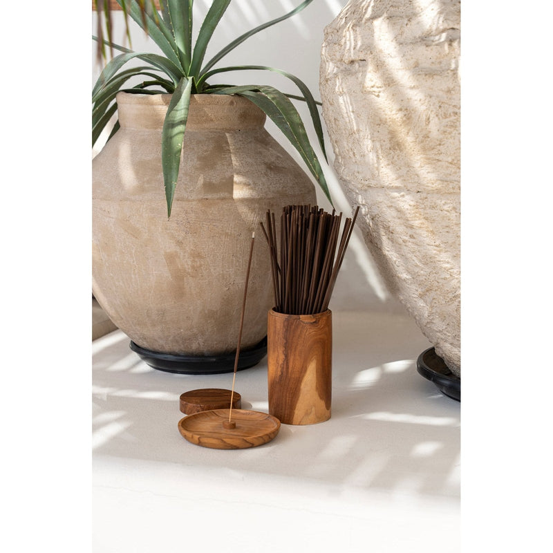 Dimensions Bote grande con tapa de teca maciza natural 19 cm