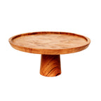 Grand présentoir à gâteau sur pied en teck 28 cm