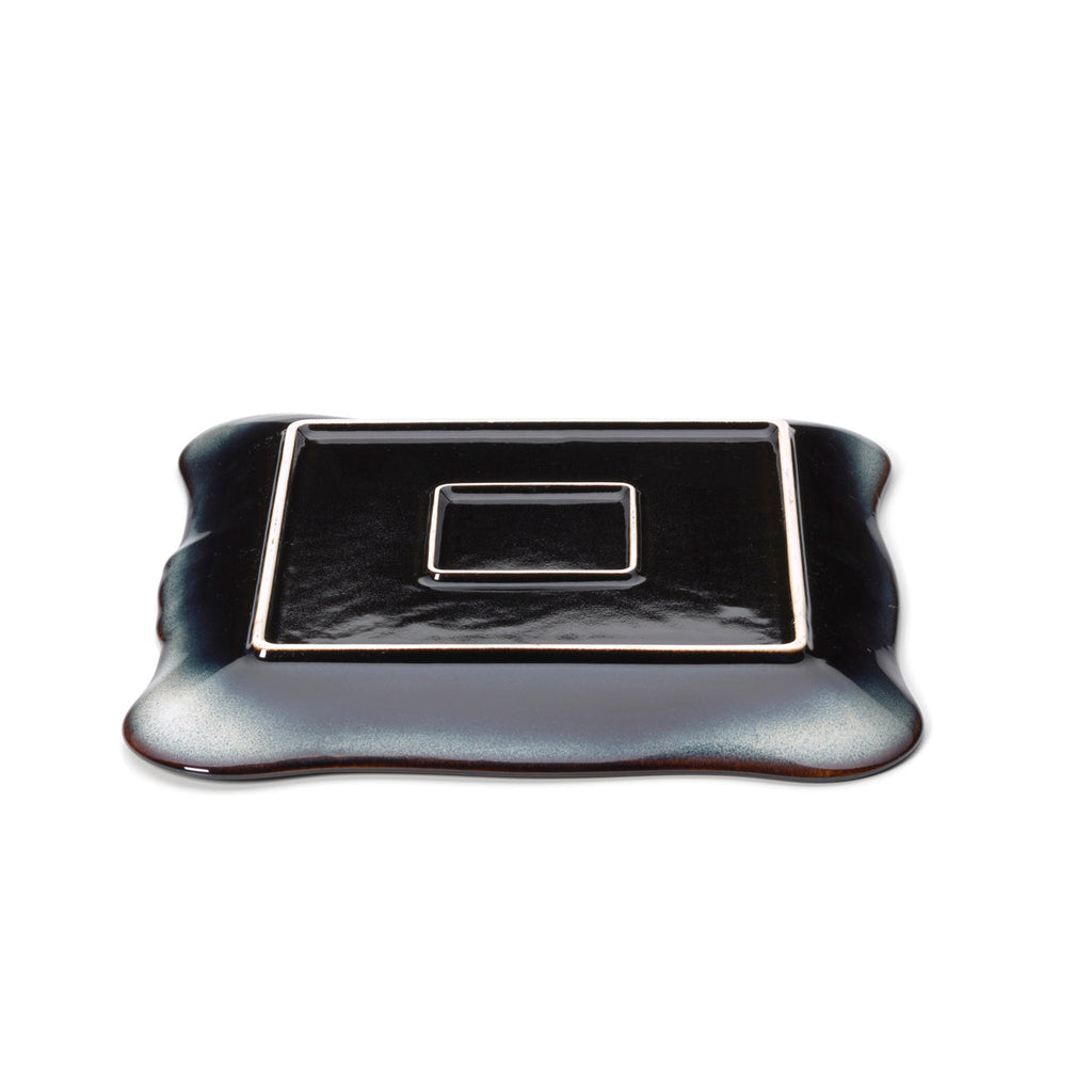 Grande assiette carrée Lotus Ice en grès émaillé 30 cm, vue 3