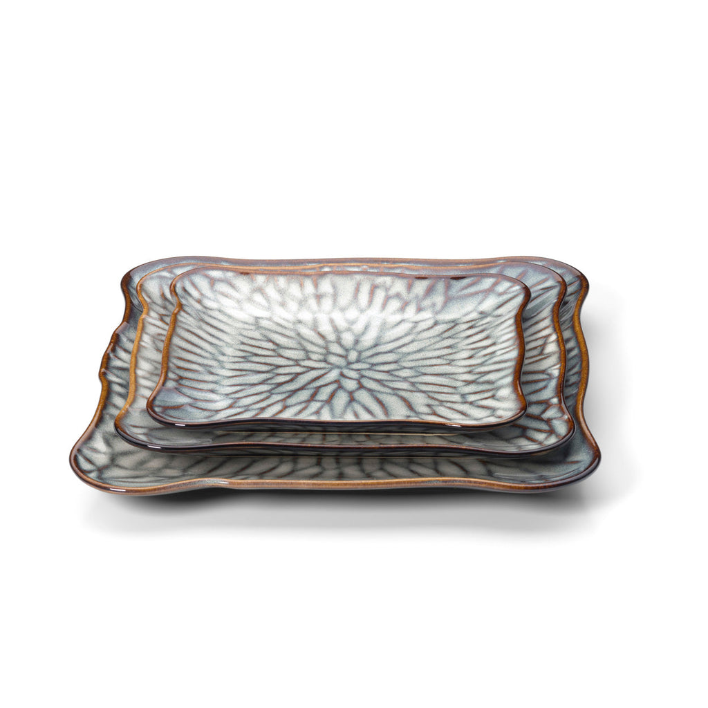 Grande assiette carrée Lotus Ice en grès émaillé 30 cm, vue 4