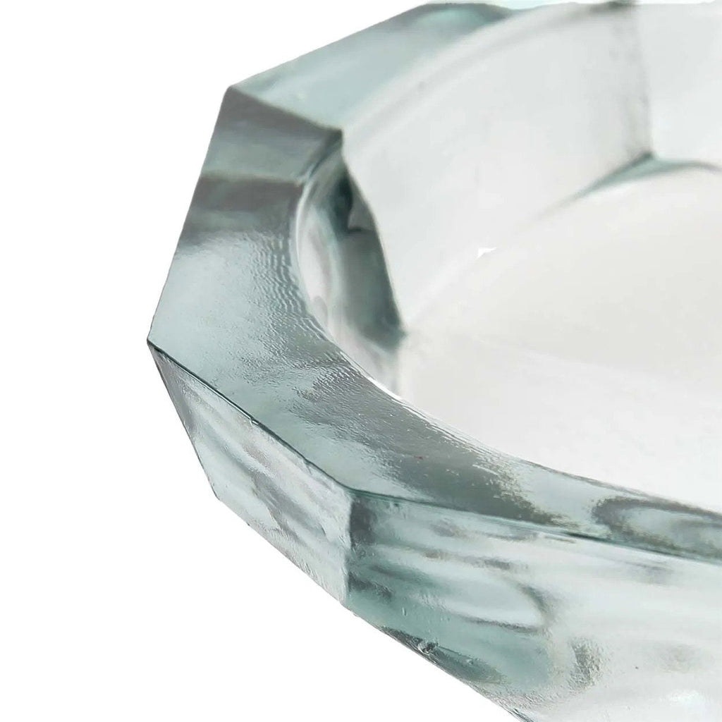 Grande coupe Origami en verre recyclé à facettes 34 cm en situation