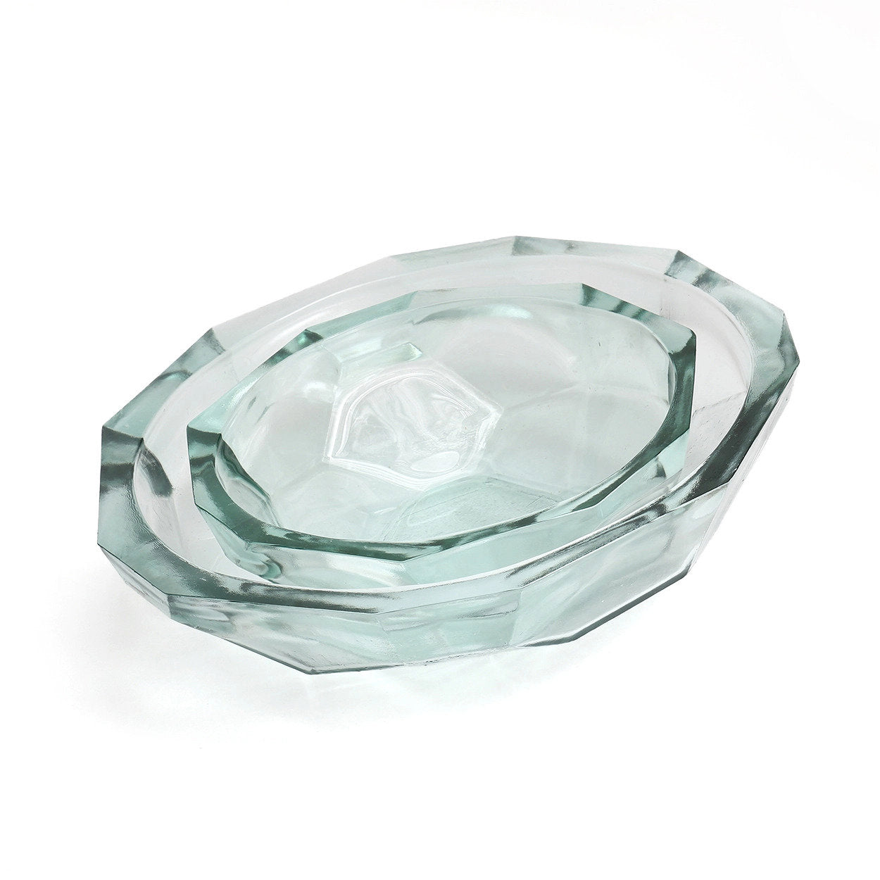 Grande coupe Origami en verre recyclé à facettes 34 cm, vue 3