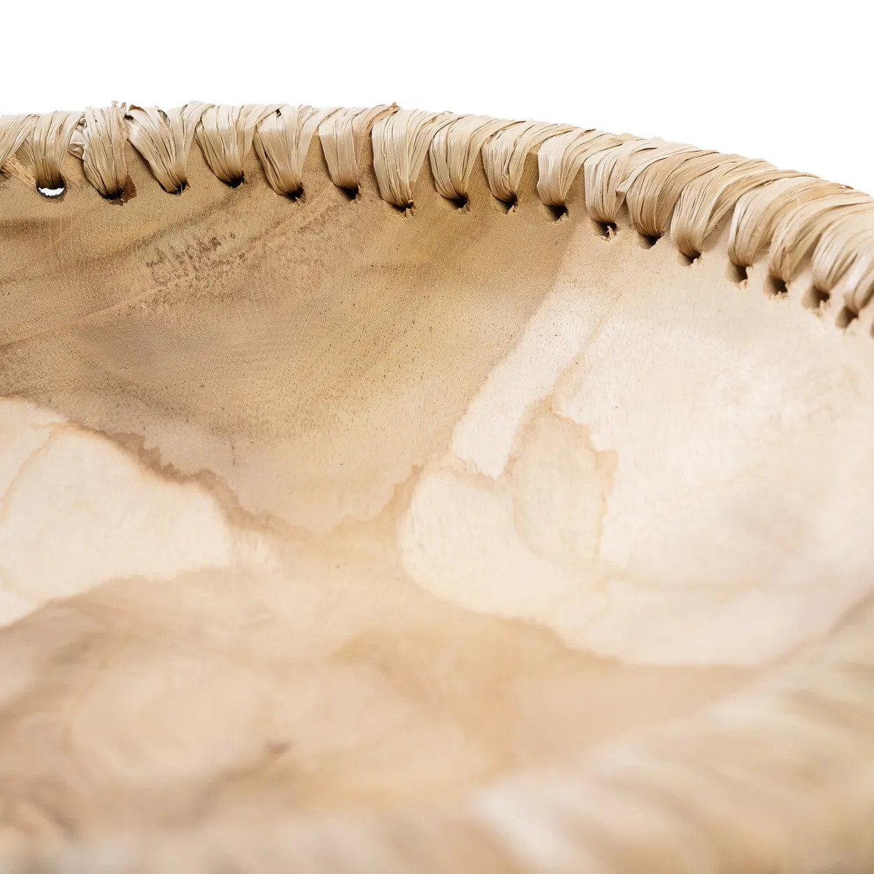 Grande coupe plate en teck bordée de raphia 30 cm, vue 4