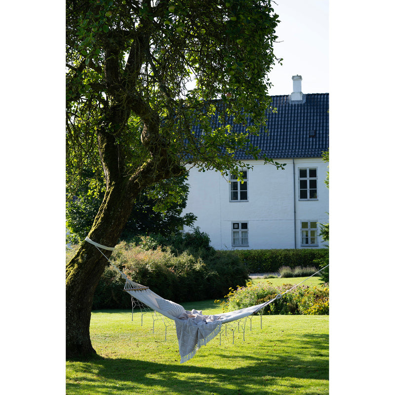 Hängematte Edessa Baumwolle off-white Makramee-Fransen