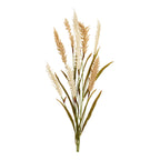 Bouquet debout d'herbe décorative artificielle beige sable aux épis duveteux et longues feuilles vert olive