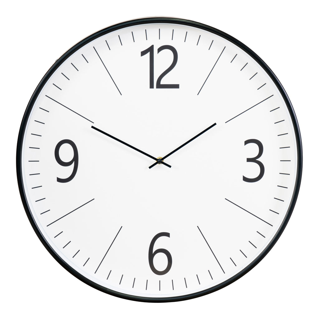 Horloge murale grand format Biel noir et blanc cadran verre chiffres arabes Ø51 cm vue face