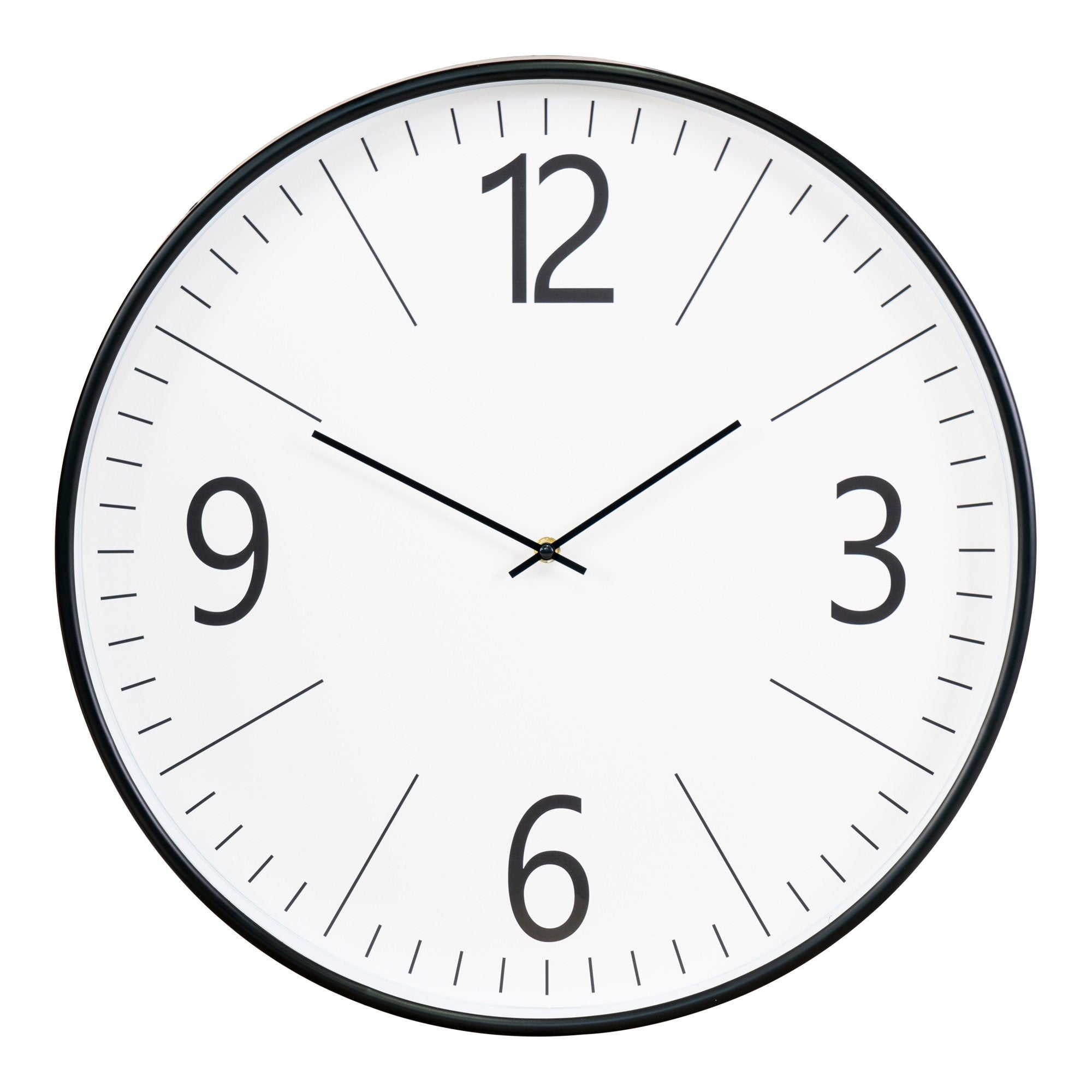 Horloge murale grand format Biel noir et blanc cadran verre chiffres arabes Ø51 cm vue face