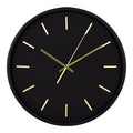 Horloge murale ronde Kensington noir mat index dorés sans chiffres Ø35 cm vue de face