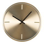 Horloge murale Istanbul dorée vue de face cadran en aluminium brossé sans chiffres et aiguilles noires