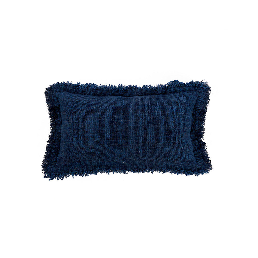 Housse de coussin Azure Fringe en coton bleu indigo 30x50 cm