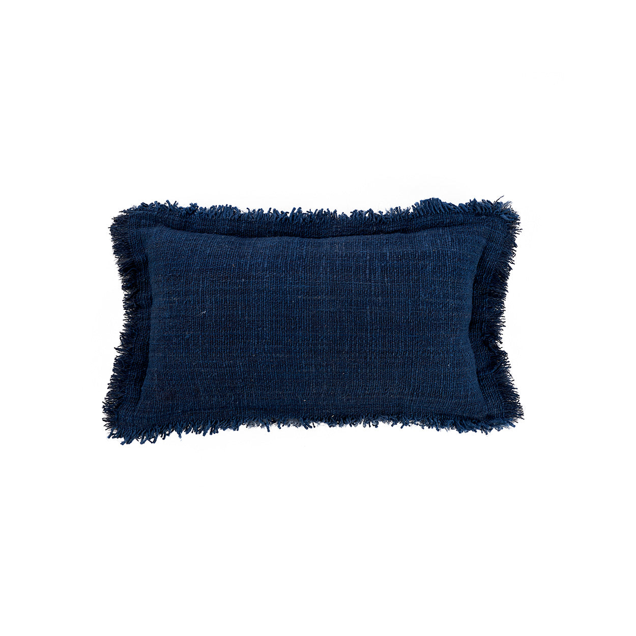 Housse de coussin Azure Fringe en coton bleu indigo 30x50 cm
