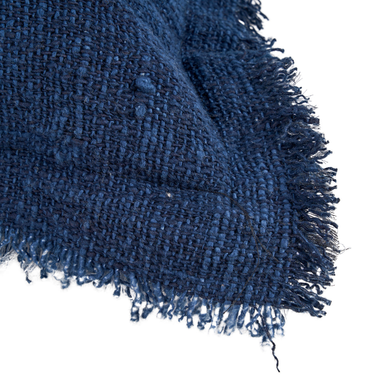 Housse de coussin Azure Fringe en coton et lin bleu indigo 50x50 cm, vue 8