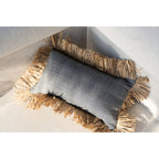 Housse de coussin Cotton Bonita en coton chiné et raphia 30x50 cm, vue 4