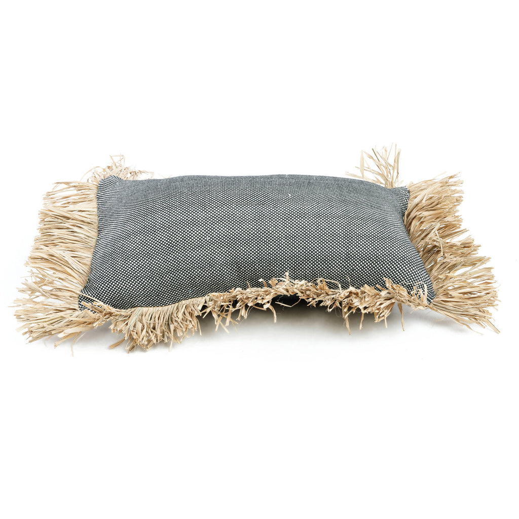 Housse de coussin Cotton Bonita en coton chiné et raphia 30x50 cm, vue 6