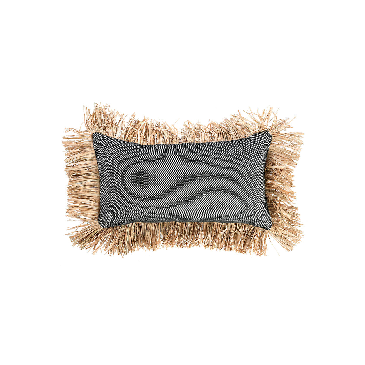 Housse de coussin Cotton Bonita en coton chiné et raphia 30x50 cm