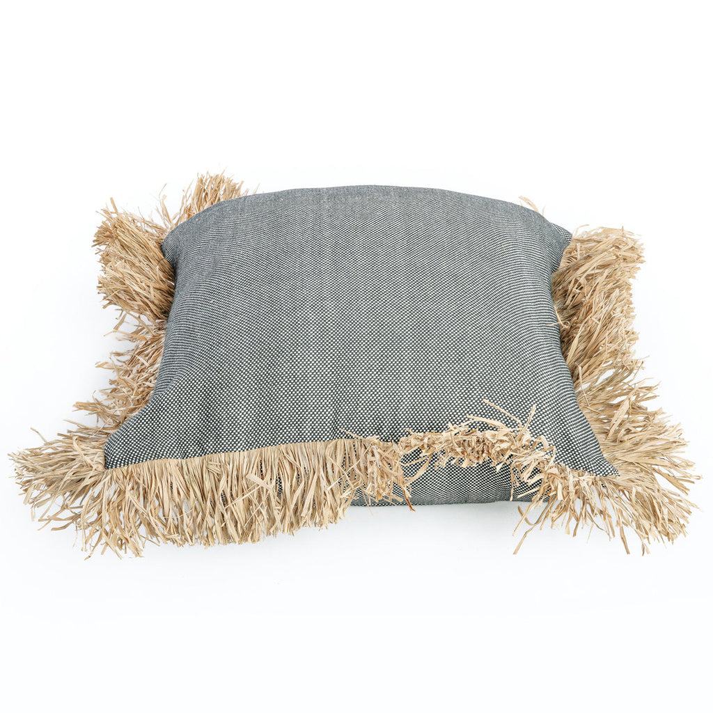Housse de coussin Cotton Bonita en coton chiné et raphia 60x60 cm, vue 5