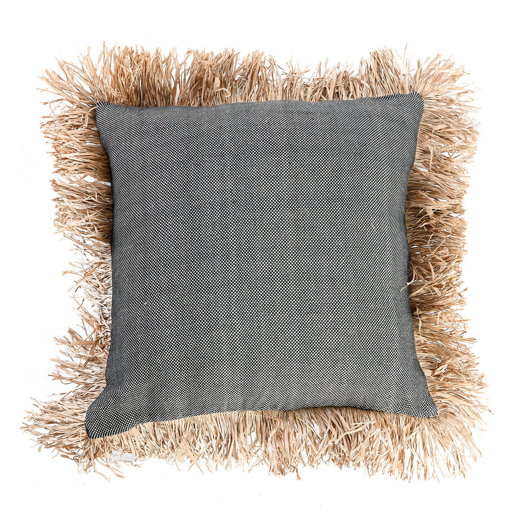 Housse de coussin Cotton Bonita en coton chiné et raphia 60x60 cm