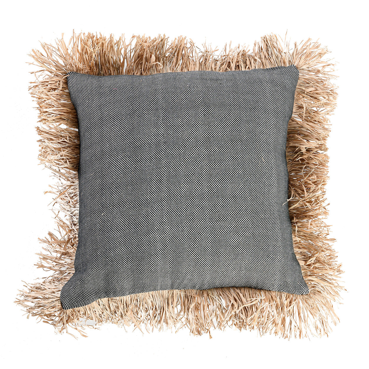 Housse de coussin Cotton Bonita en coton chiné et raphia 60x60 cm
