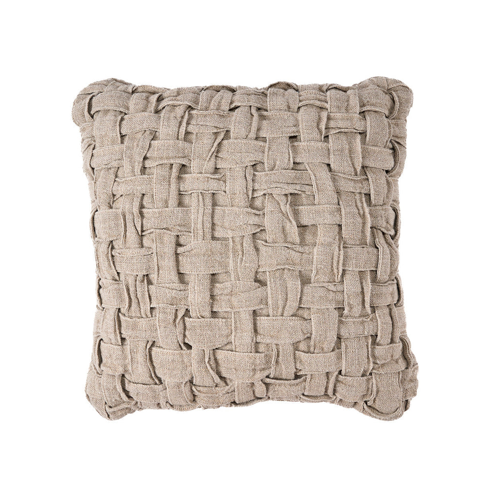 Housse de coussin Crosier en lin naturel tressé 50x50 cm