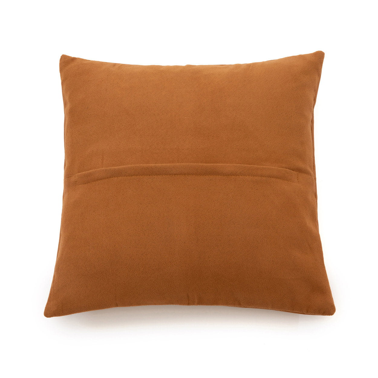 Housse de coussin en cuir camel à quatre panneaux 40x40 cm en situation