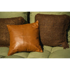 Housse de coussin en cuir camel à quatre panneaux 40x40 cm, vue 6