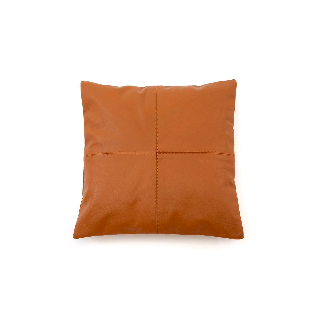 Housse de coussin en cuir camel à quatre panneaux 40x40 cm