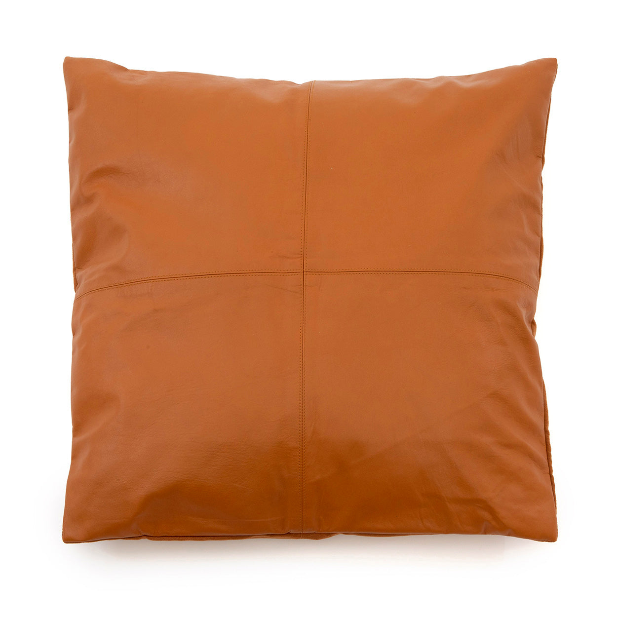 Housse de coussin en cuir camel à quatre panneaux 60x60 cm