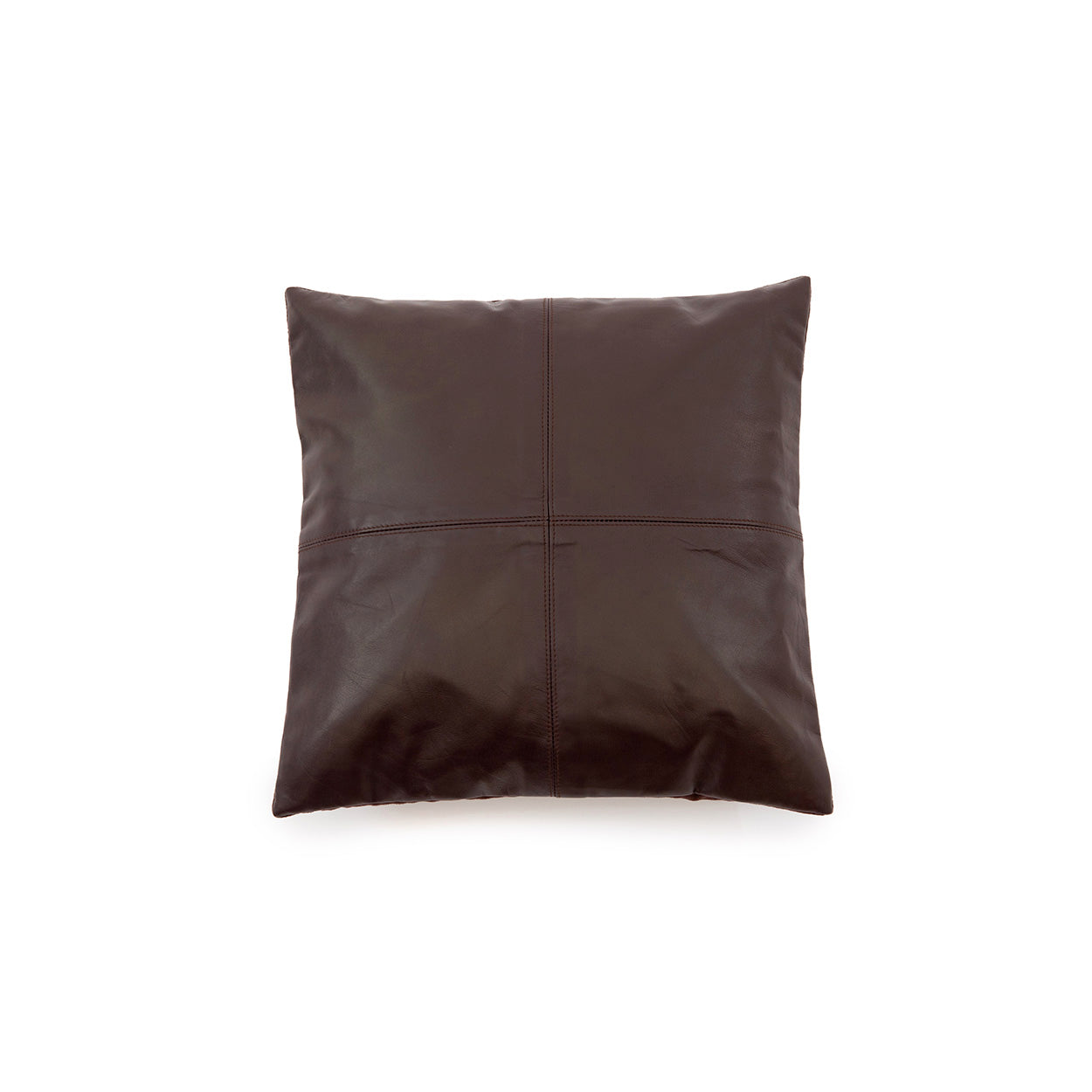 Housse de coussin en cuir chocolat à quatre panneaux 40x40 cm