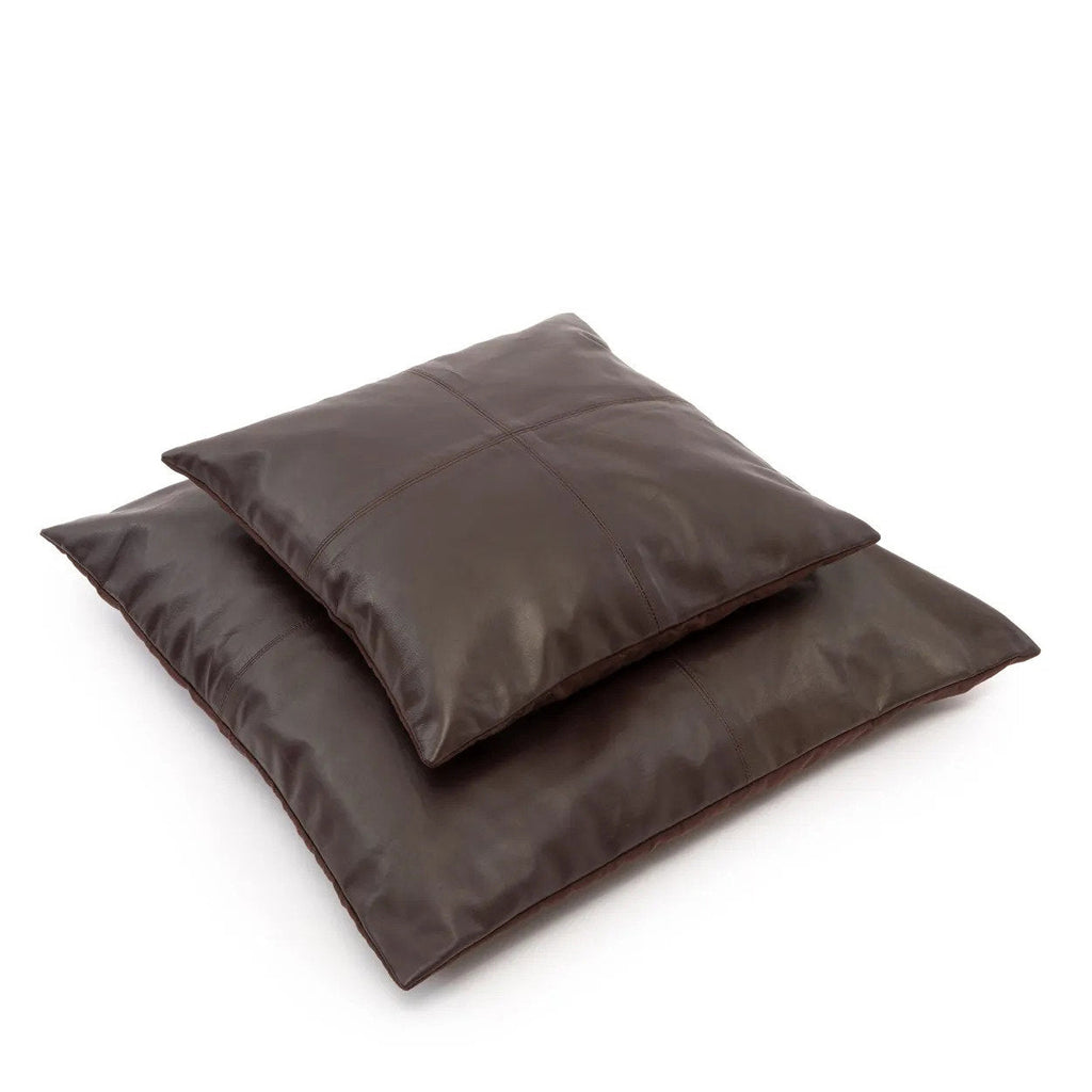 Housse de coussin en cuir chocolat à quatre panneaux 60x60 cm, vue 4