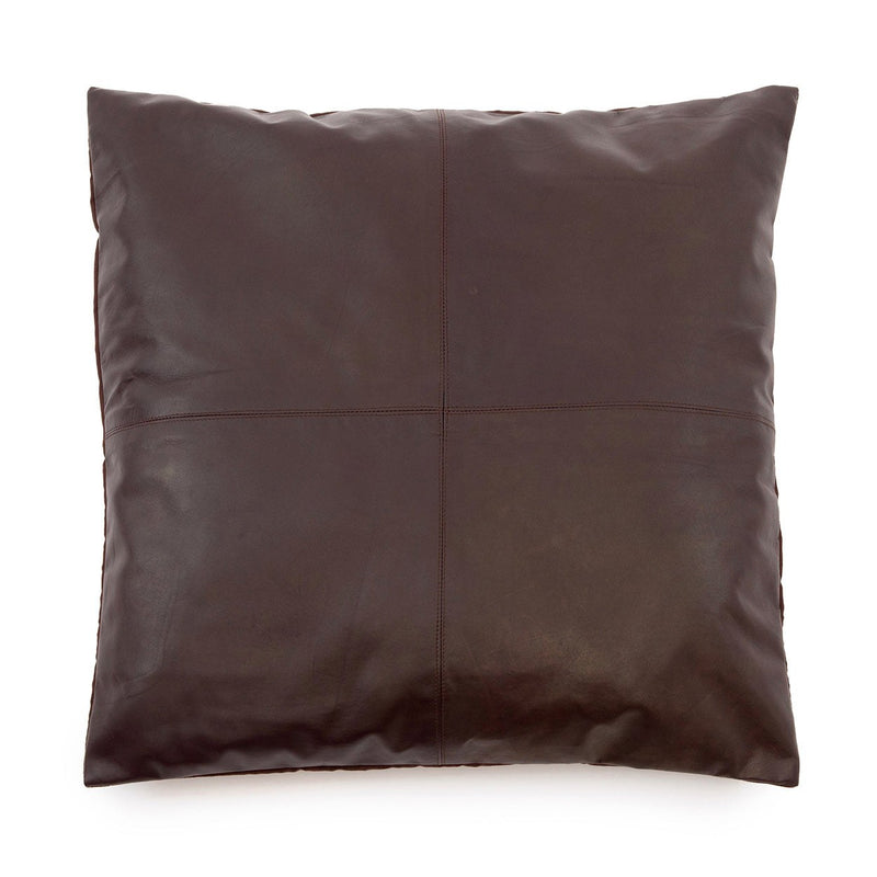 Dimensions Housse de coussin en cuir chocolat à quatre panneaux 60x60 cm