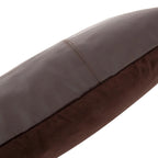 Housse de coussin en cuir chocolat à six panneaux 30x50 cm, vue 3