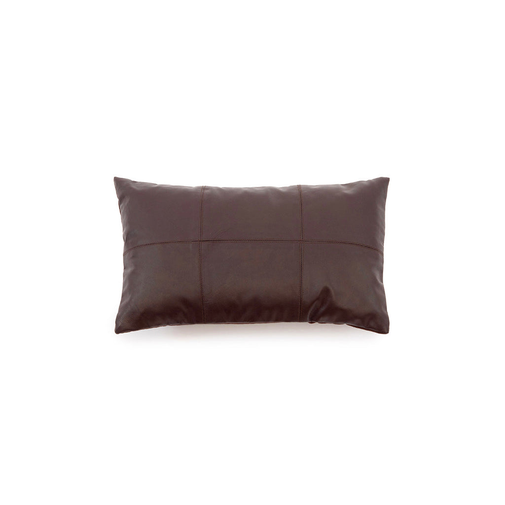 Housse de coussin en cuir chocolat à six panneaux 30x50 cm