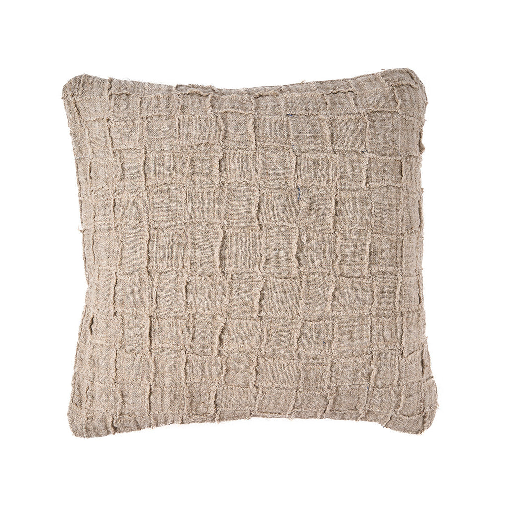 Housse de coussin Damier en lin naturel 50x50 cm