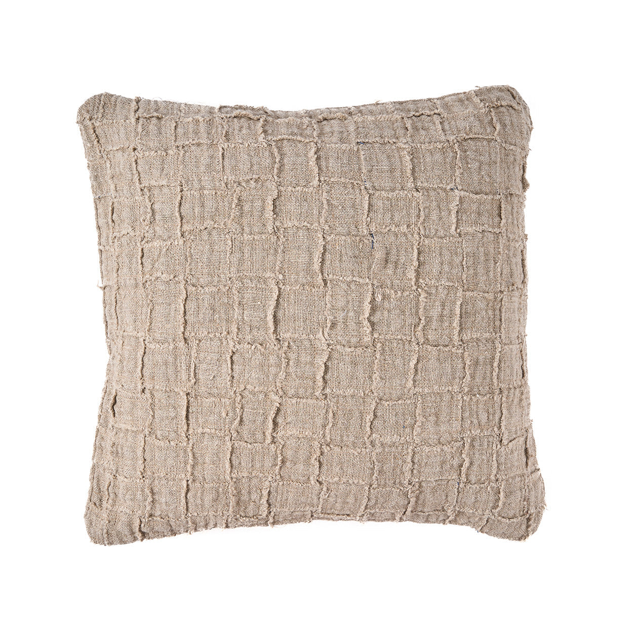 Housse de coussin Damier en lin naturel 50x50 cm