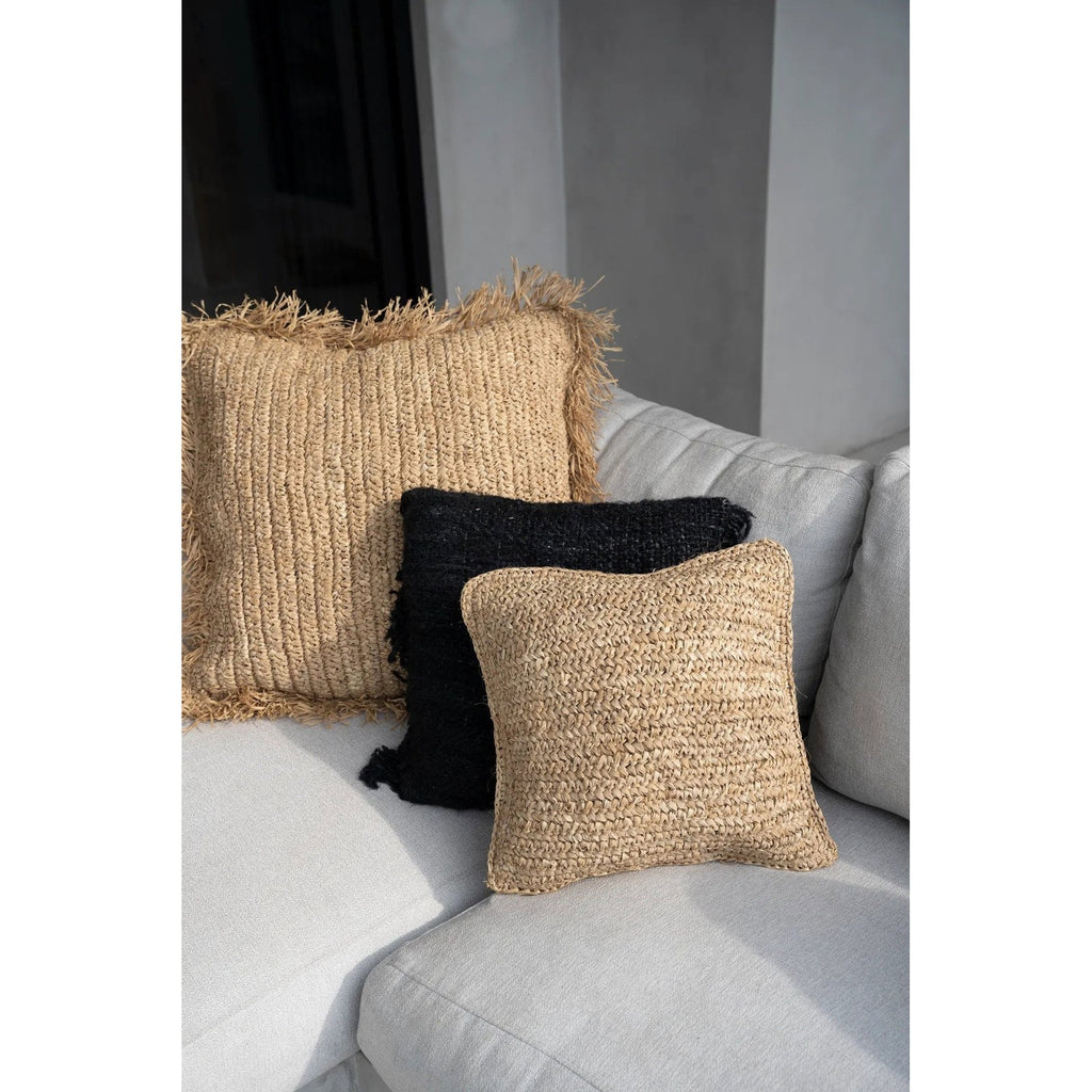 Housse de coussin Flores en raphia crocheté 40x40 cm, vue 3