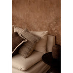Housse de coussin Grain en lin chiné écru et anthracite 50x50 cm, vue 3
