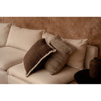 Housse de coussin Grain en lin chiné écru et anthracite 50x50 cm, vue 5